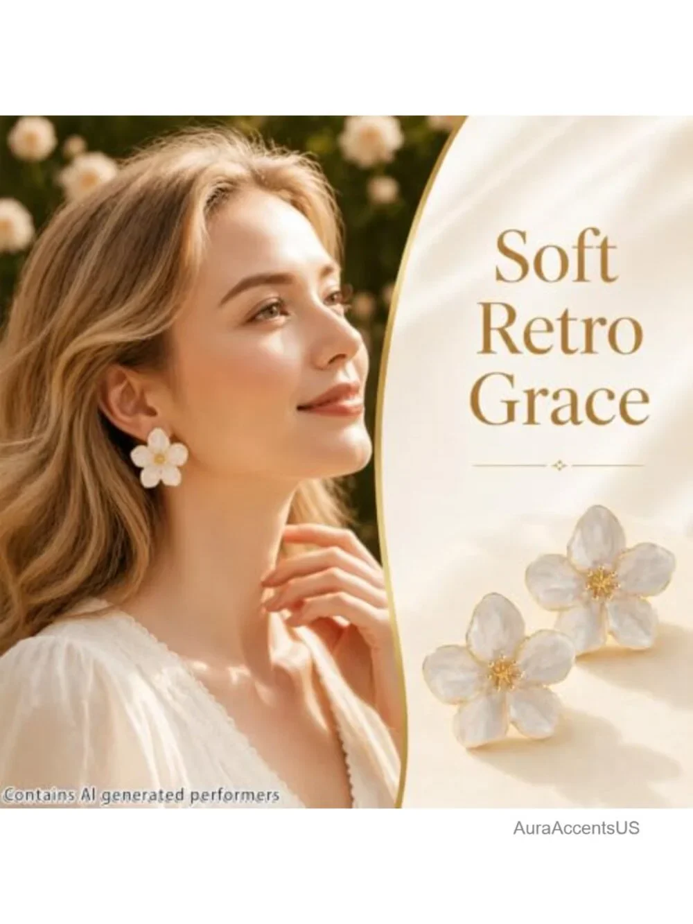 Large White Flower Drop Earrings for Women Boho Statement Jewelry